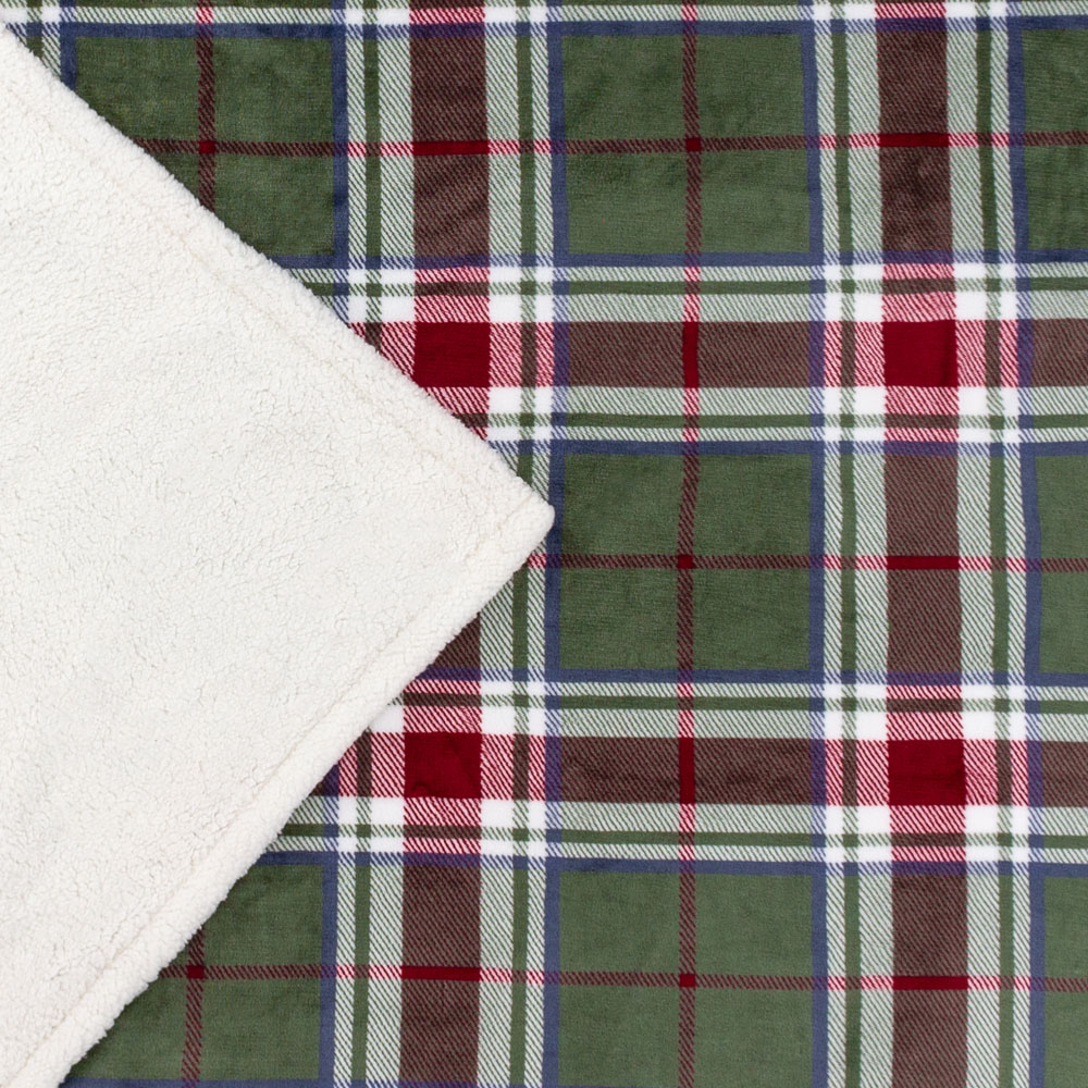 Wylder Nature Braemar Berry and Pine Sherpa Tartan Fleece Reversible Throw 140 x 180cm Image 6