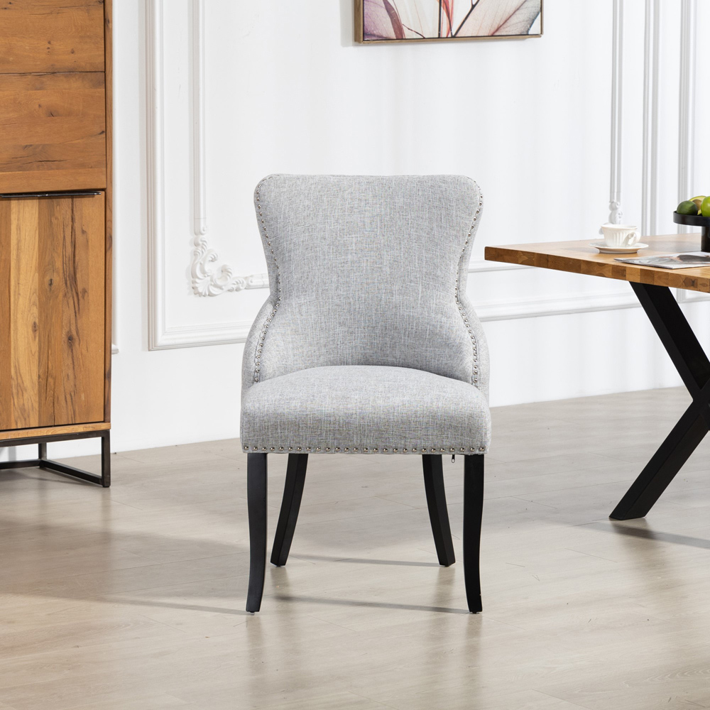 Artemis Home Rodello Set of 2 Light Grey Fabric Dining Chair Image 2