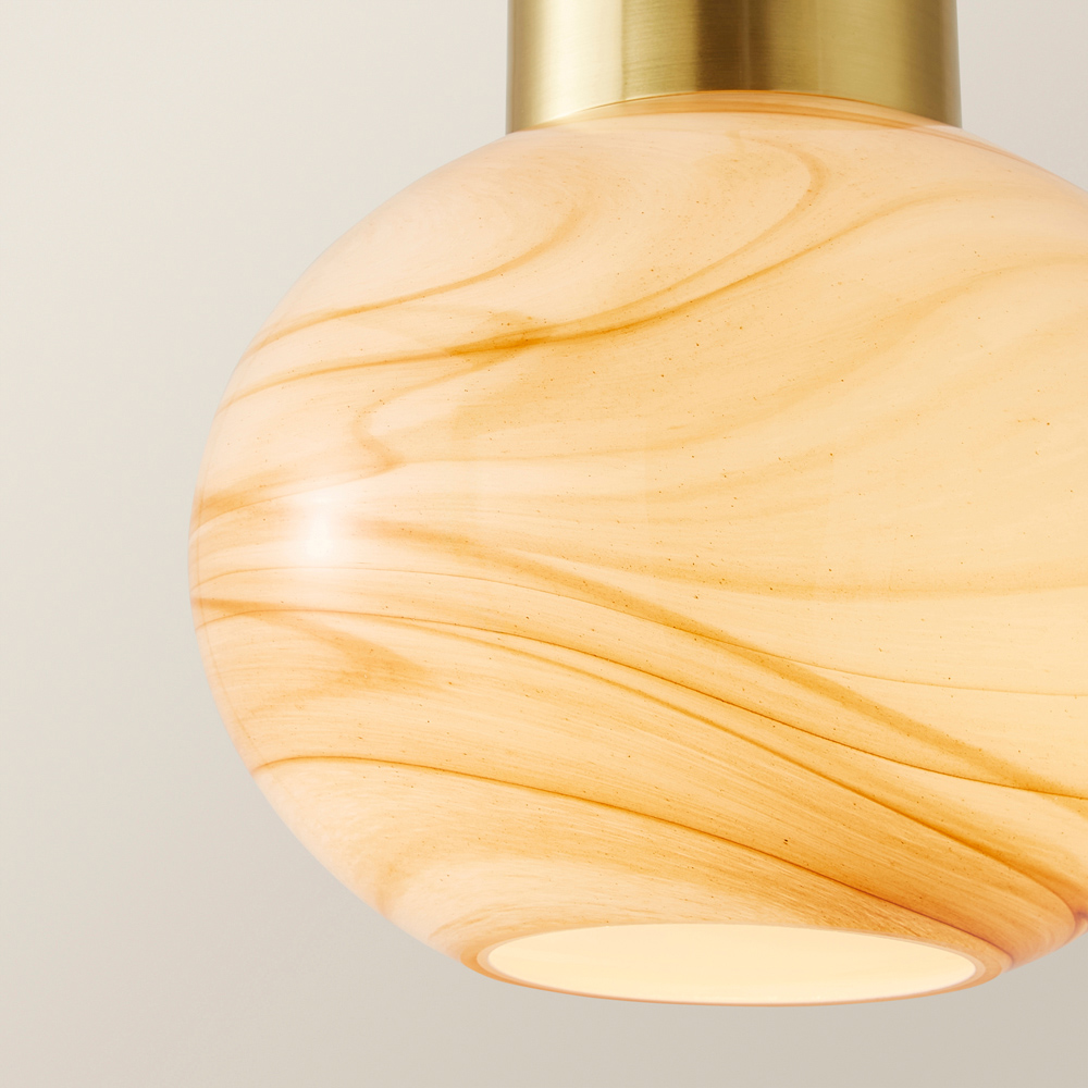 ValueLights Sookie Alabaster Glass Brushed Gold Capped LED Ceiling Pendant Light Image 3