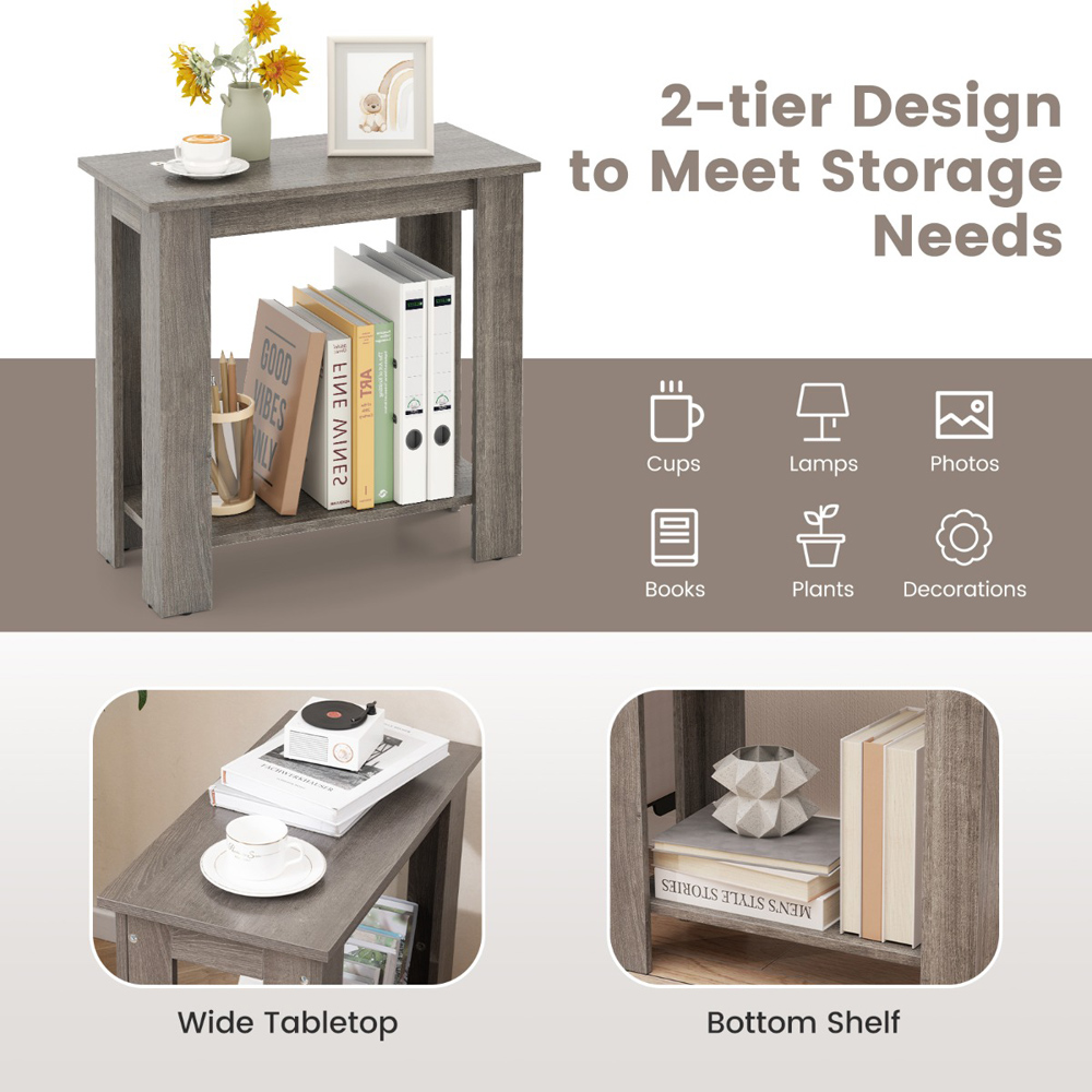 Costway Single Shelf Grey End Table Image 8