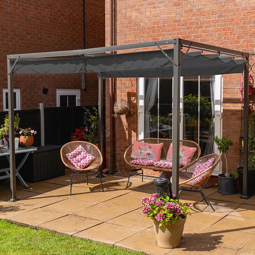Jack Stonehouse Manhattan 3 x 2.15m Grey Garden Pergola with Retractable Canopy Image 1
