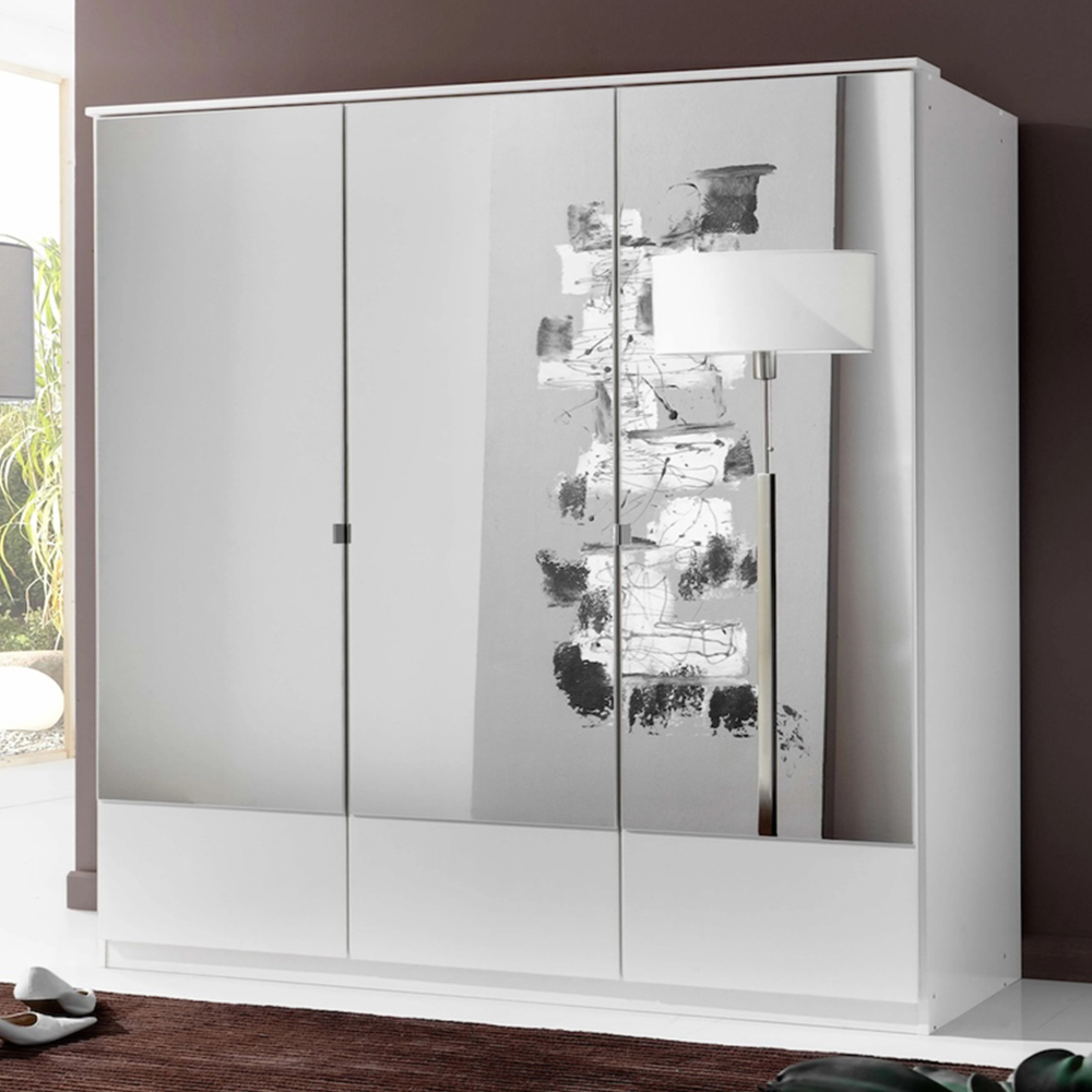 TJ'S Sligo 3 Door White Mirrored Wardrobe Image 1