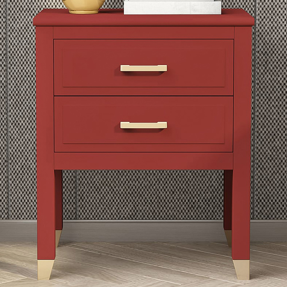 Palazzi 2 Drawer Red Bedside Table Image 1