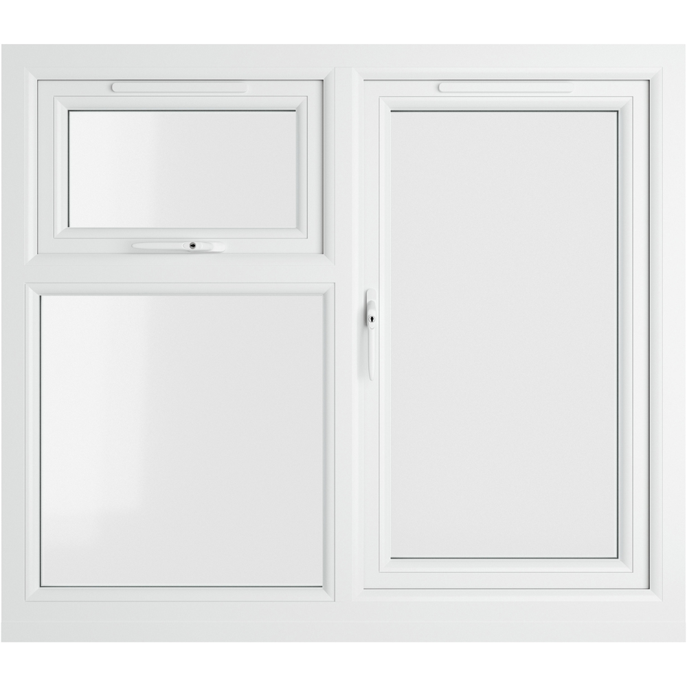 Crystal uPVC Double Glazed Window LH Side Hung and Top Opener White Clear Glass 1190x1040mm Image 2