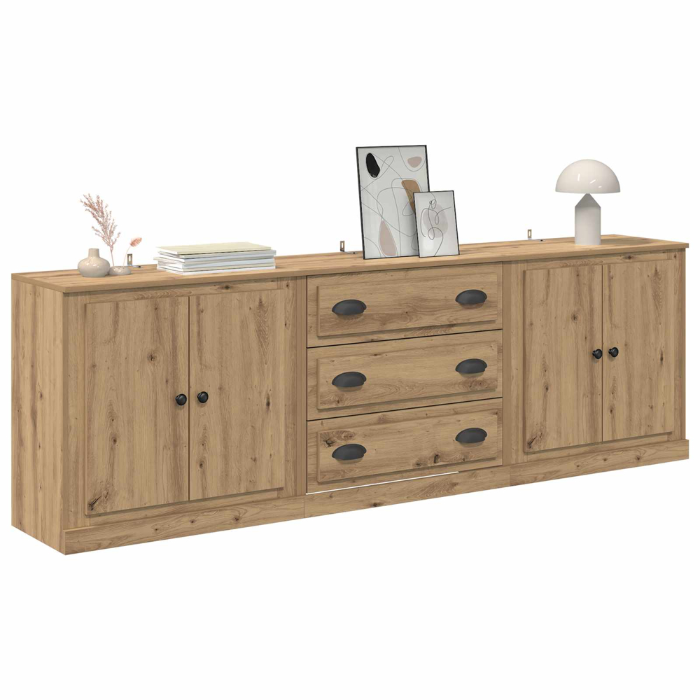 vidaXL 4 Door 3 Drawer Artisan Oak Modern Sideboard Set of 3 Image 3