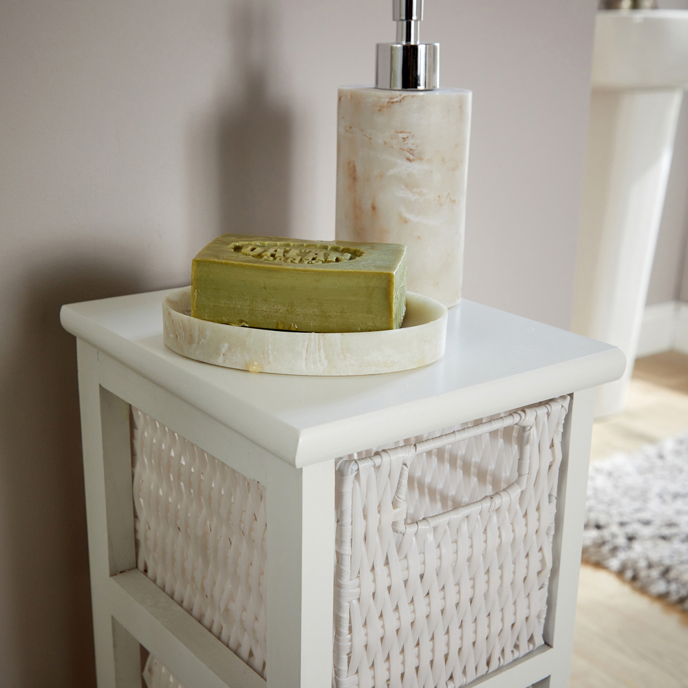 Home Source Lopera 4 Drawer White Slim Storage Tower Image 3