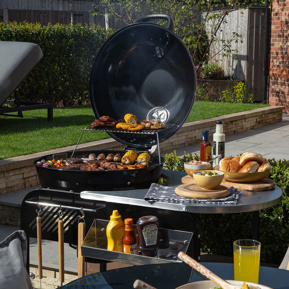 Zanussi Black Charcoal Trolley BBQ with Cover and Storage Shelf Image 5