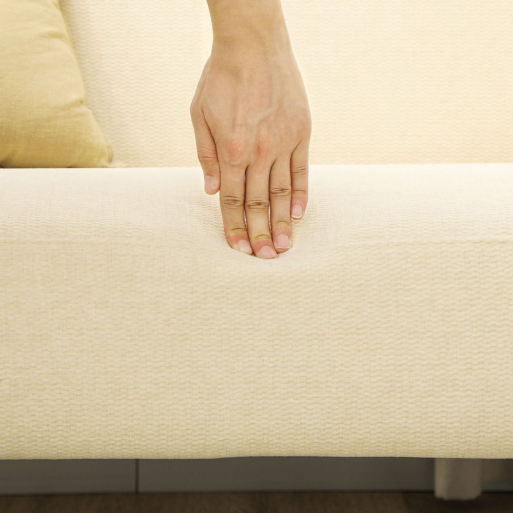 HOMCOM 2 Seater Cream Velvet Feel Sofa Image 3