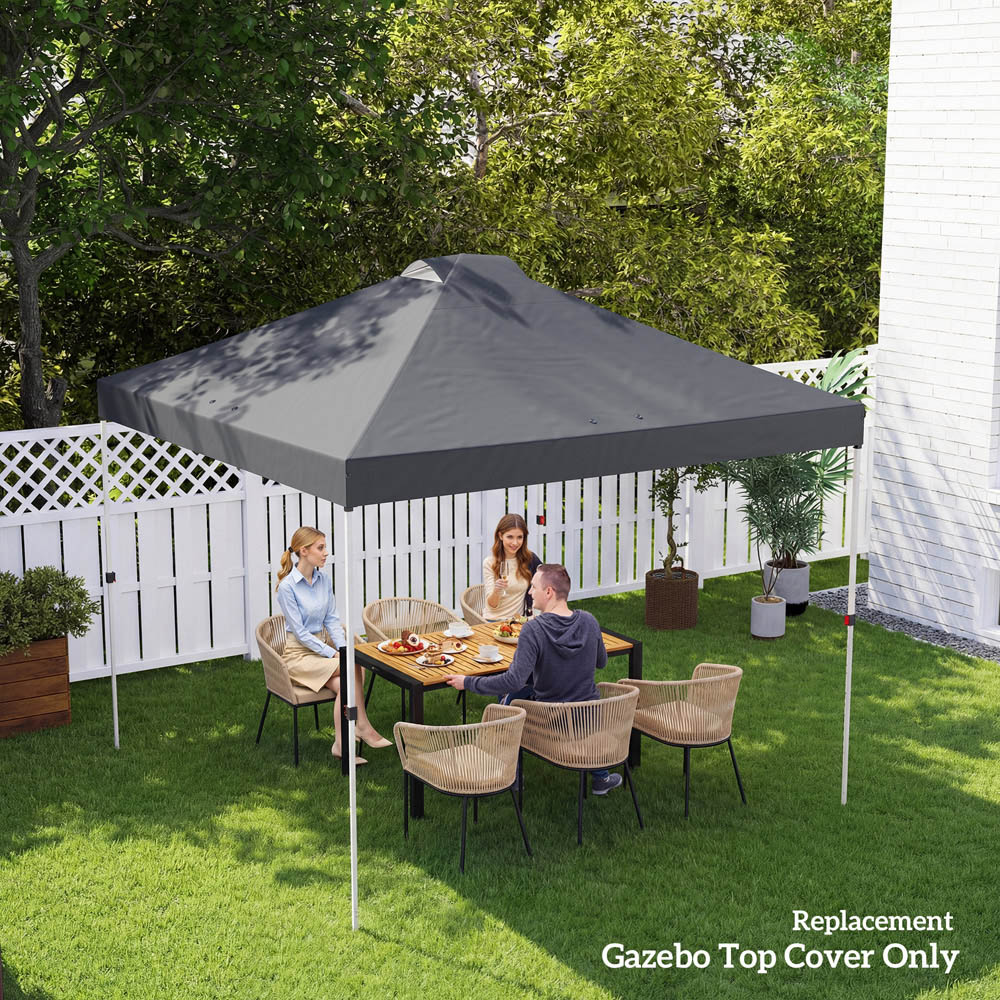 Outsunny 3 x 3m Dark Grey Waterproof Gazebo Roof Replacement Cover Image 8