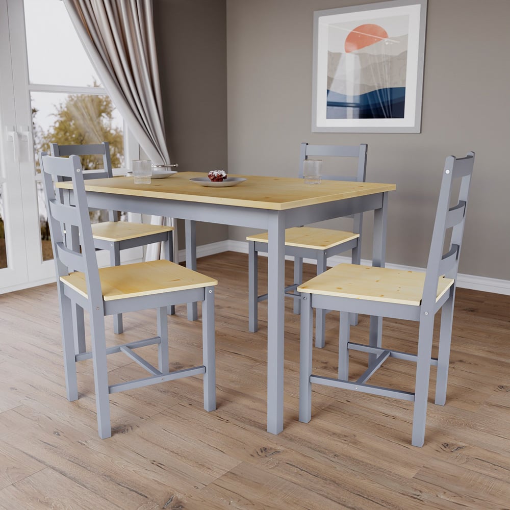 Vida Designs Yorkshire 4 Seater Dining Set Grey and Pine Image 3