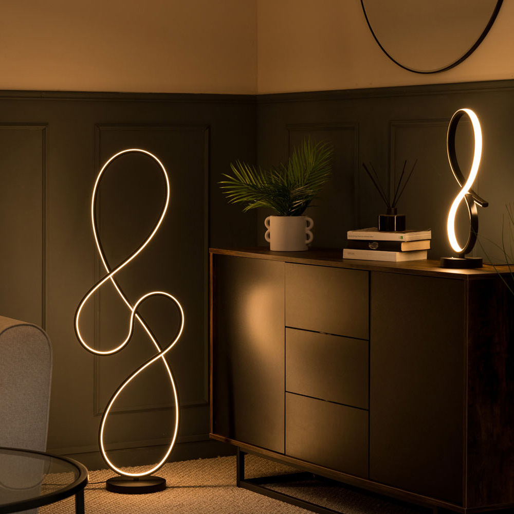 ValueLights Infinity Black Swirl Integrated LED Floor Lamp Image 6