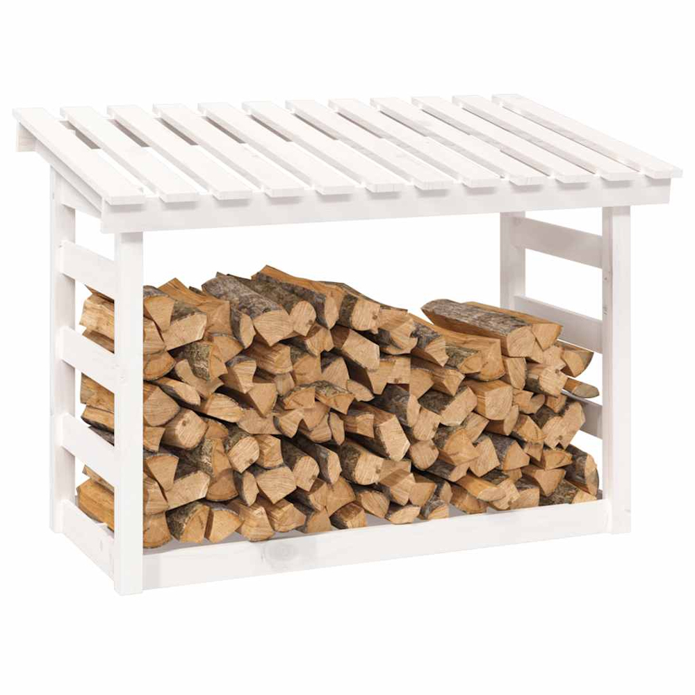 vidaXL White Pine Wood Firewood Log Holder 78 x 108 x 64.5cm Image 3