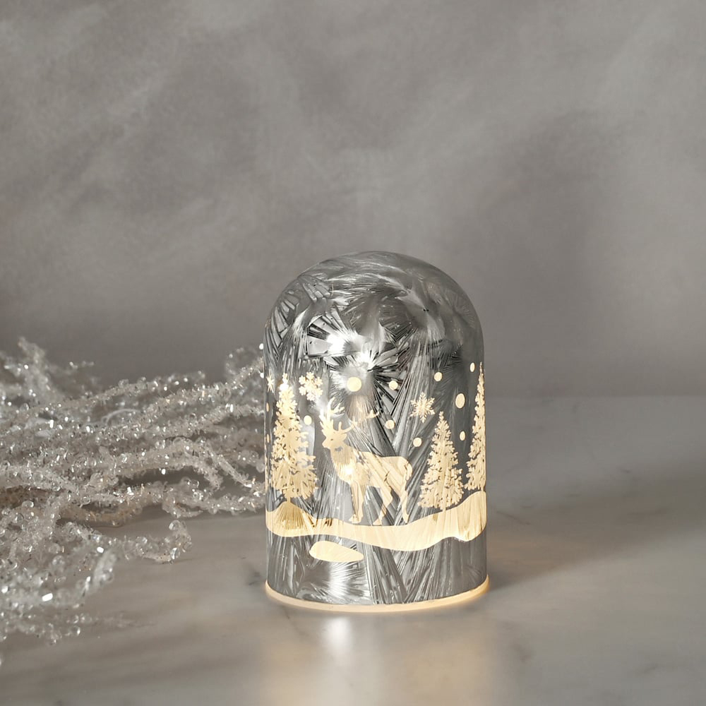 The Christmas Gift Co Silver Domed Frosted Haven Glass LED Tube Light Image 2