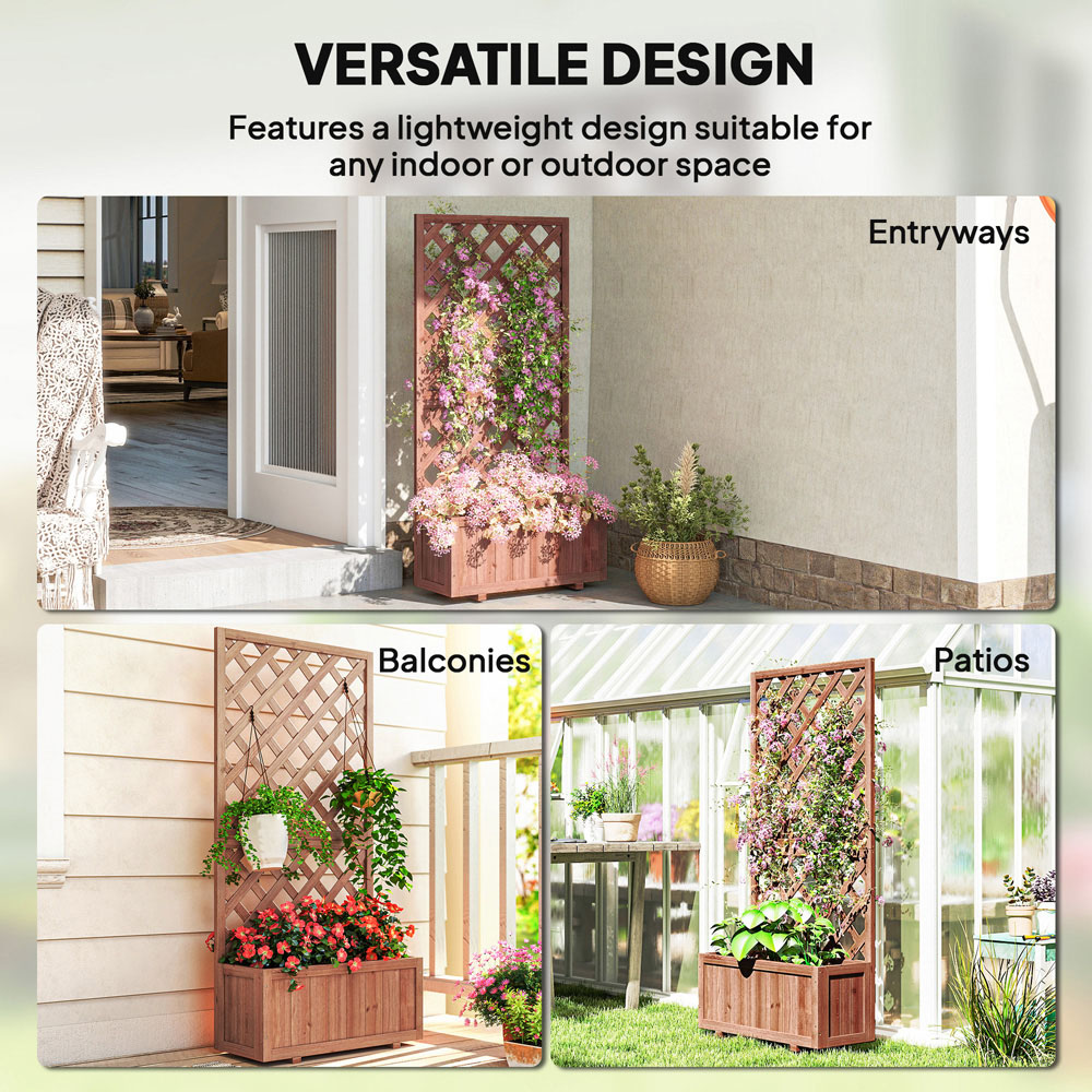 Outsunny Wooden Raised Garden Bed Planter Box with Trellis 149.5 x 31.5 x 72.5cm Image 6