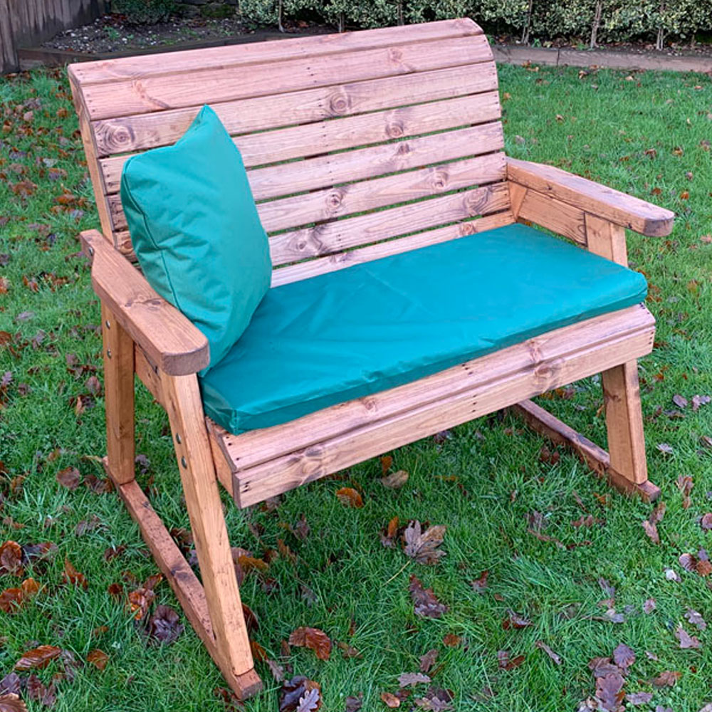 Charles Taylor 2 Seater Rocker Bench with Green Cushions Image 1
