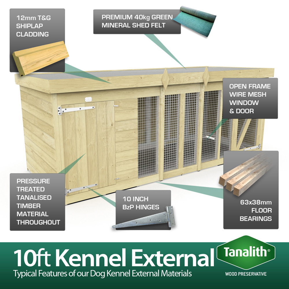 DIY Sheds 8 x 6ft Pressure Treated Tongue and Groove Timber Dog Kennel and Run Image 4