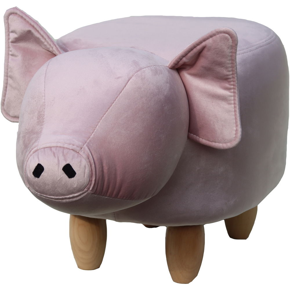 Gardeco Pinky The Pig Pink Velvet Footstool Image 3