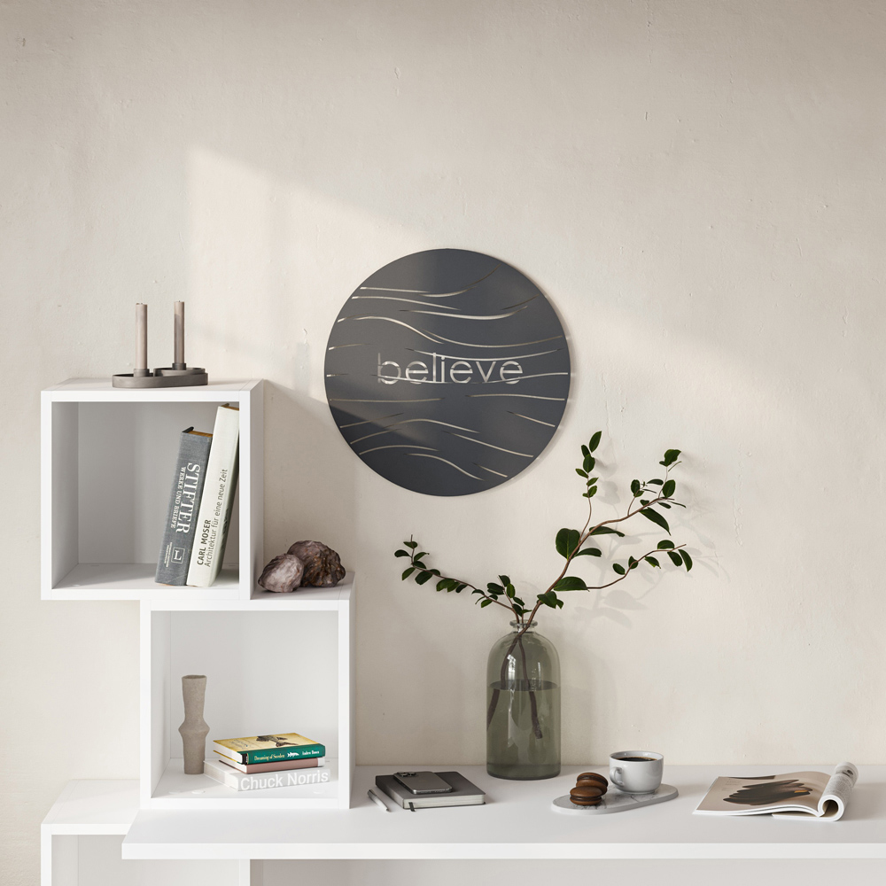 Decortie Black Metal Modern Believe Wall Art Image 2