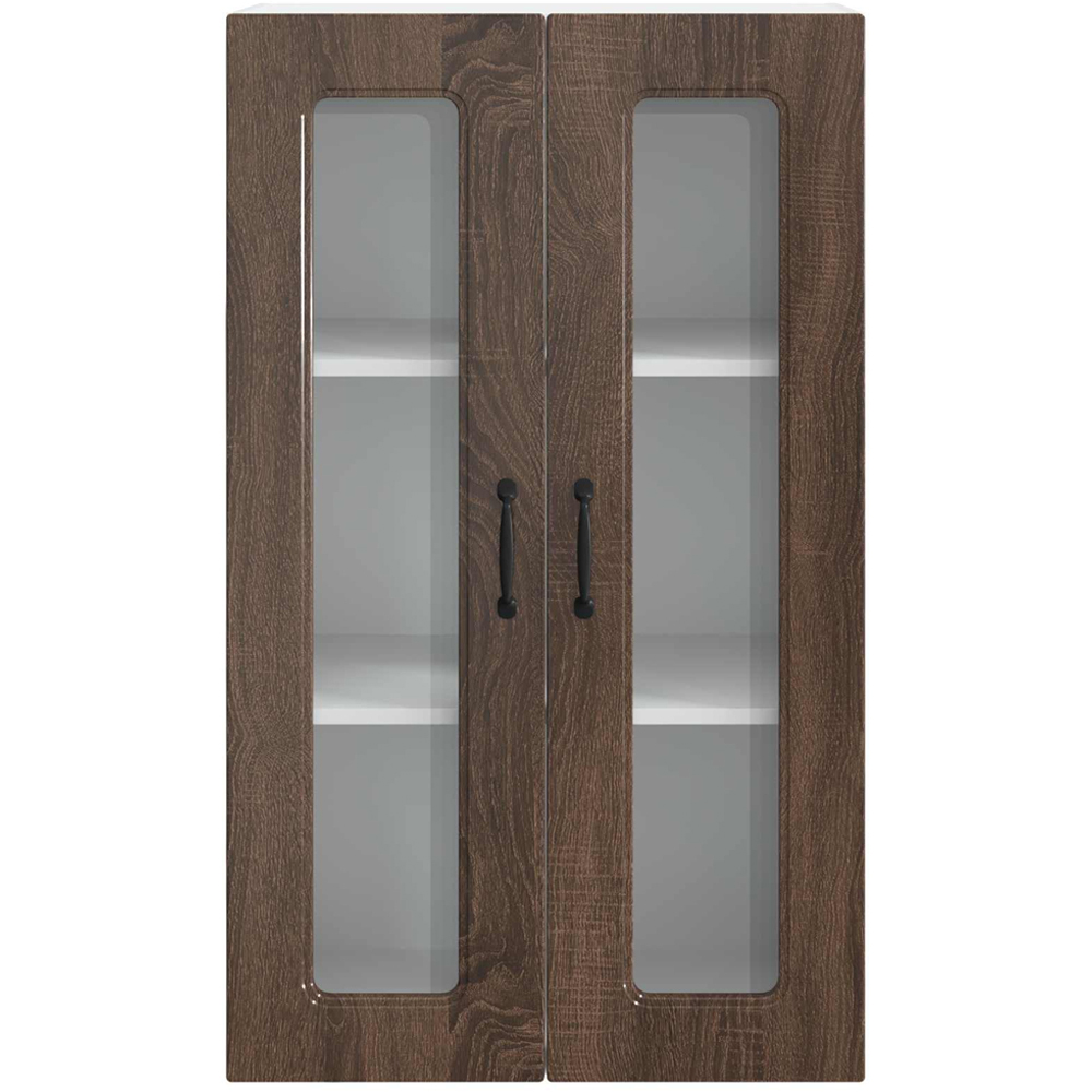 vidaXL 2 Glass Door Brown Oak Kitchen Wall Cabinet Image 4
