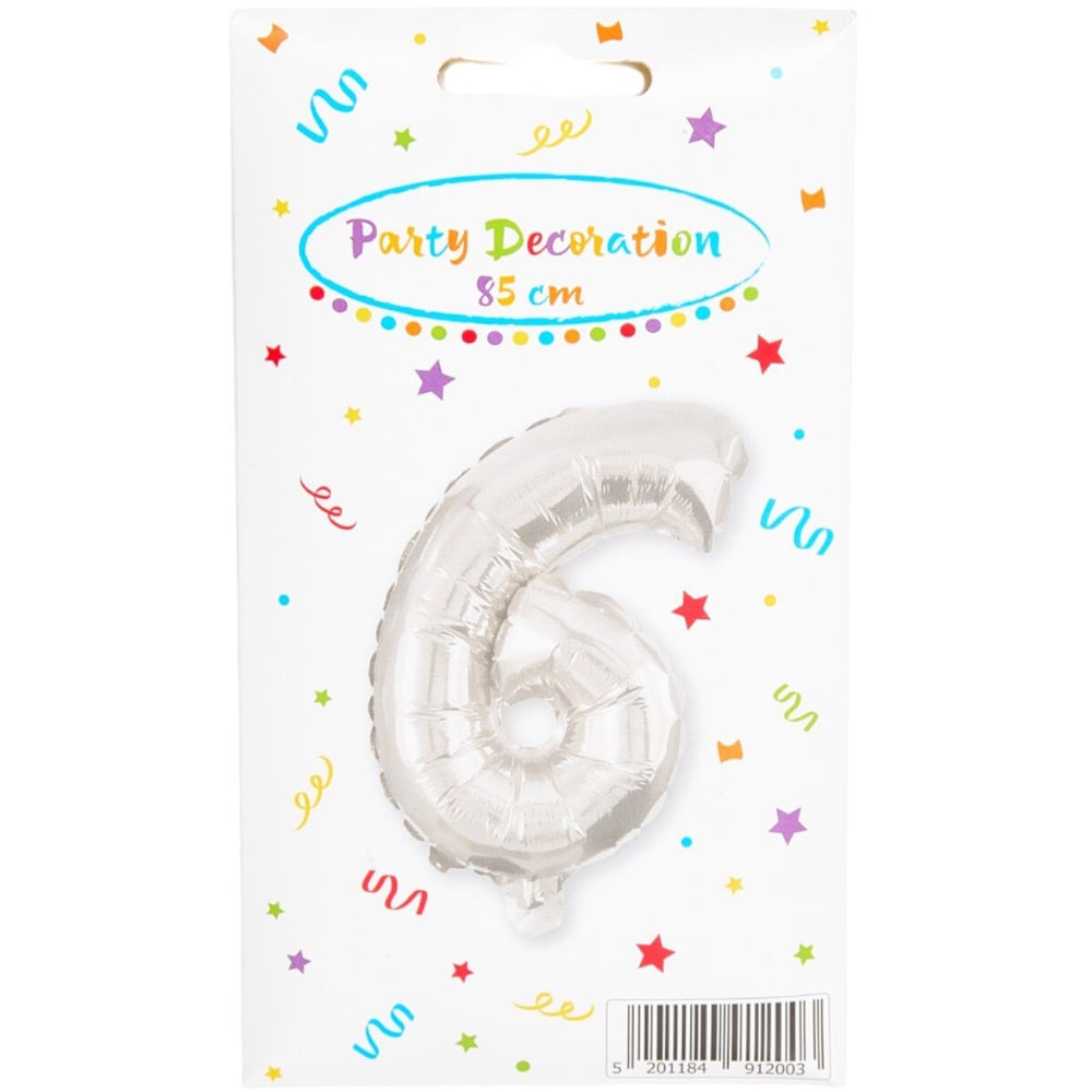 Super Shape Silver Number Balloon Silver 6 Image
