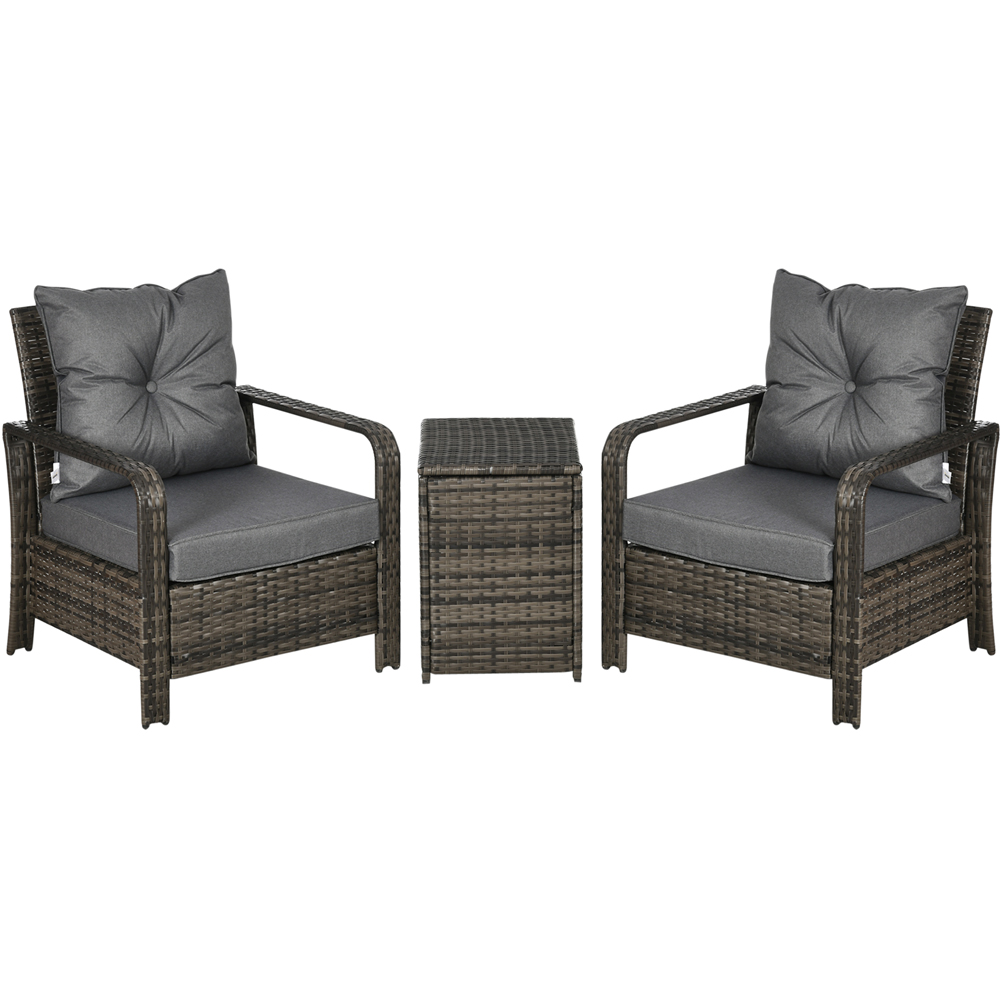 Outsunny 2 Seater Grey Rattan Lounge Set with Storage Image 2