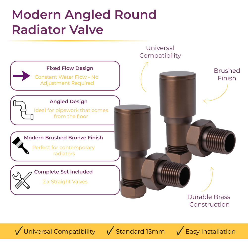 Go Bathrooms Bronze Angled Radiator Valves 15mm 2 Pack Image 3