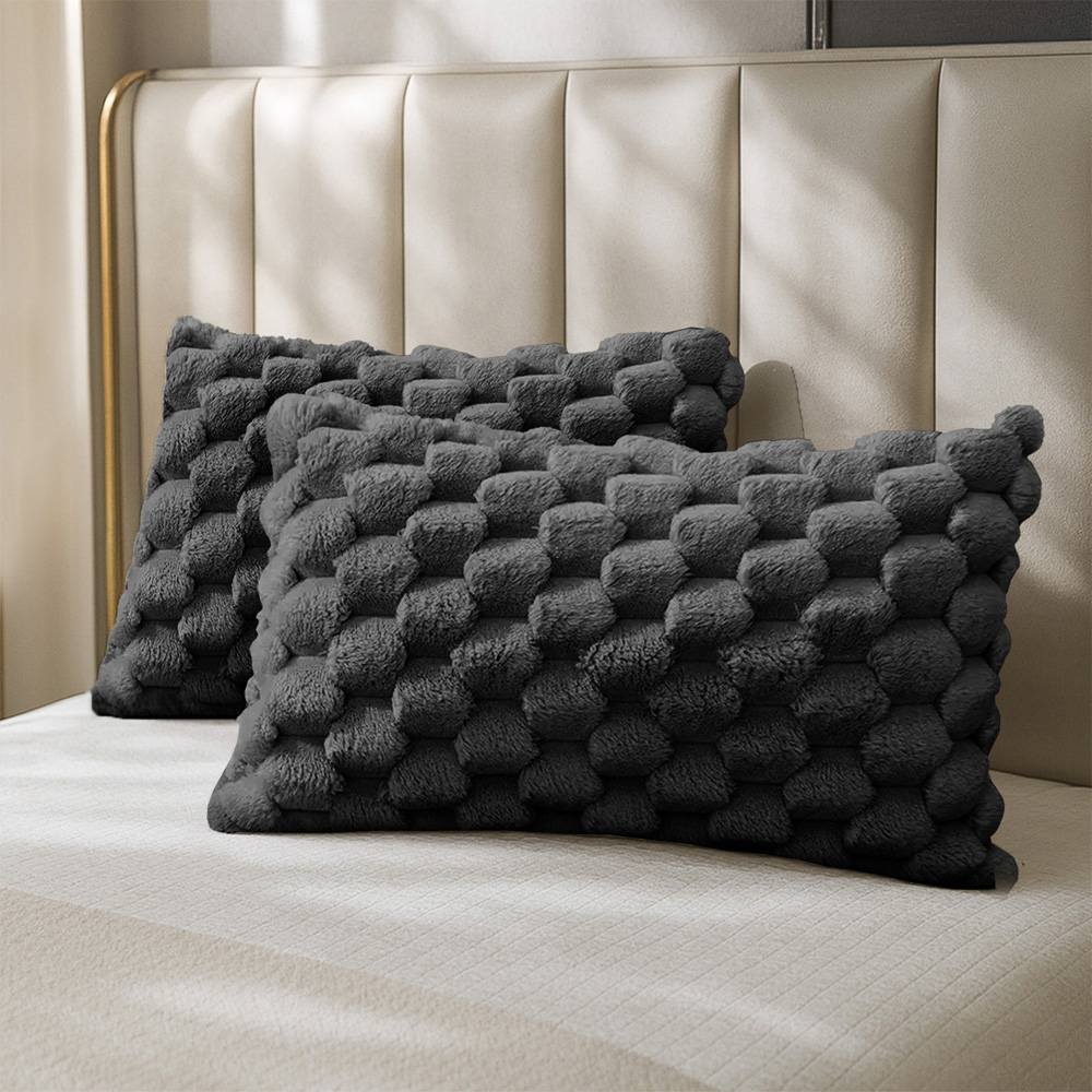 Velosso Charcoal Chunky Popcorn Pillowcase 2 Pack Image 2