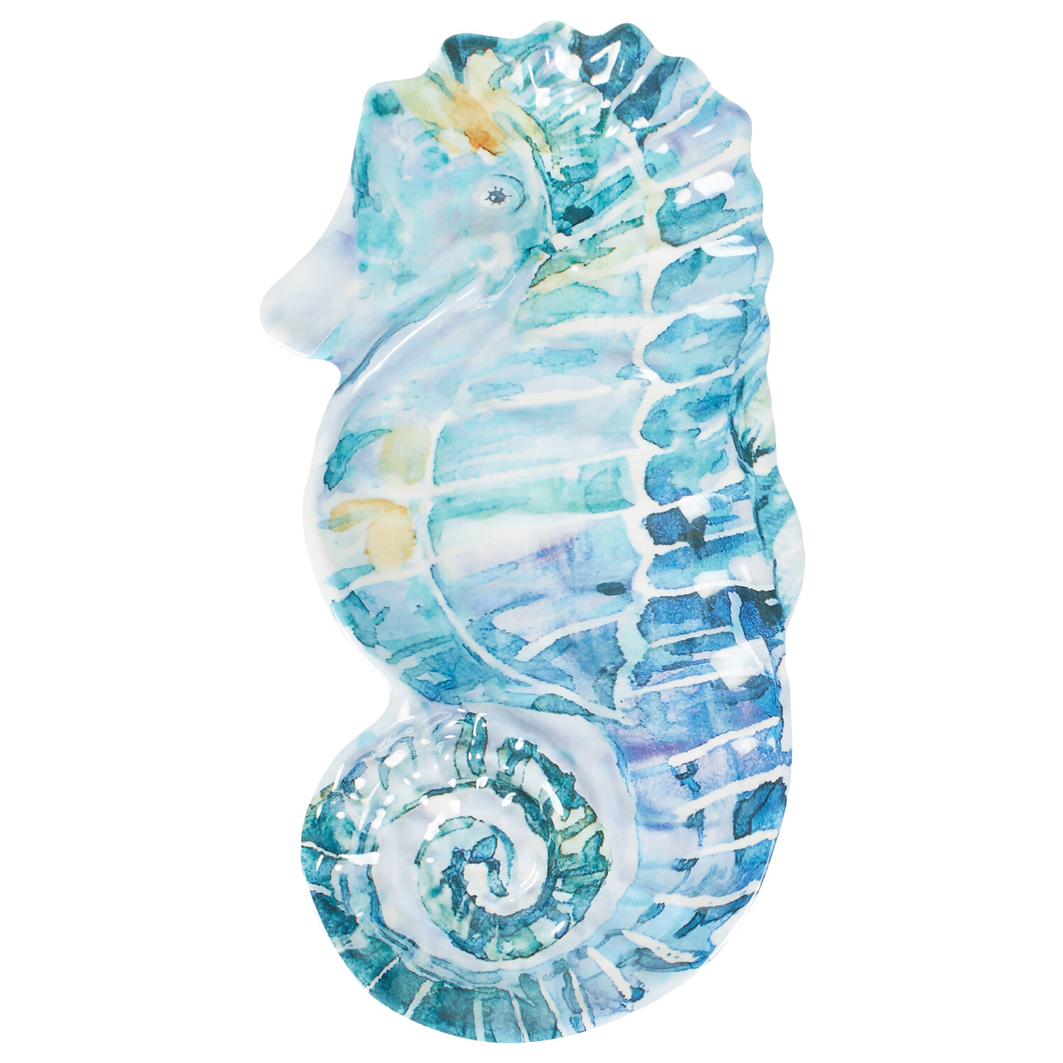 Neptune Melamine Sea Horse Plate - Blue Image 1