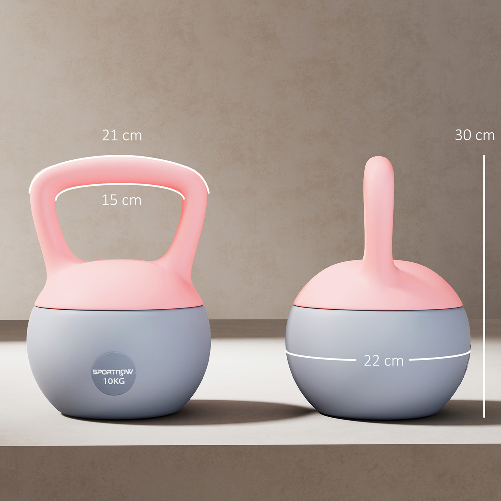 SPORTNOW Pink and Grey Kettlebell with Soft Body and Non-Slip Handle 10kg Image 9