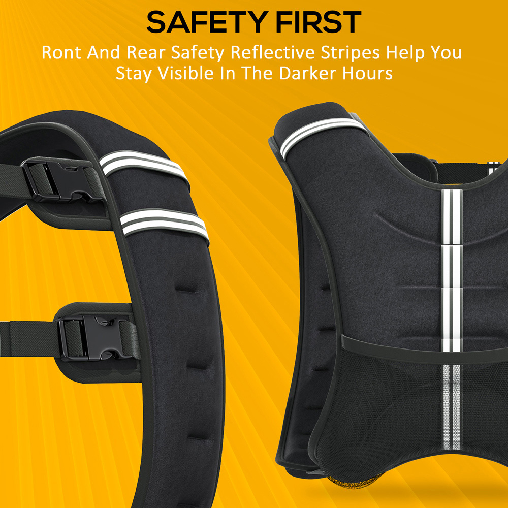 HOMCOM 10kg Adjustable Weighted Vest with Pocket and Reflective Strips Image 7