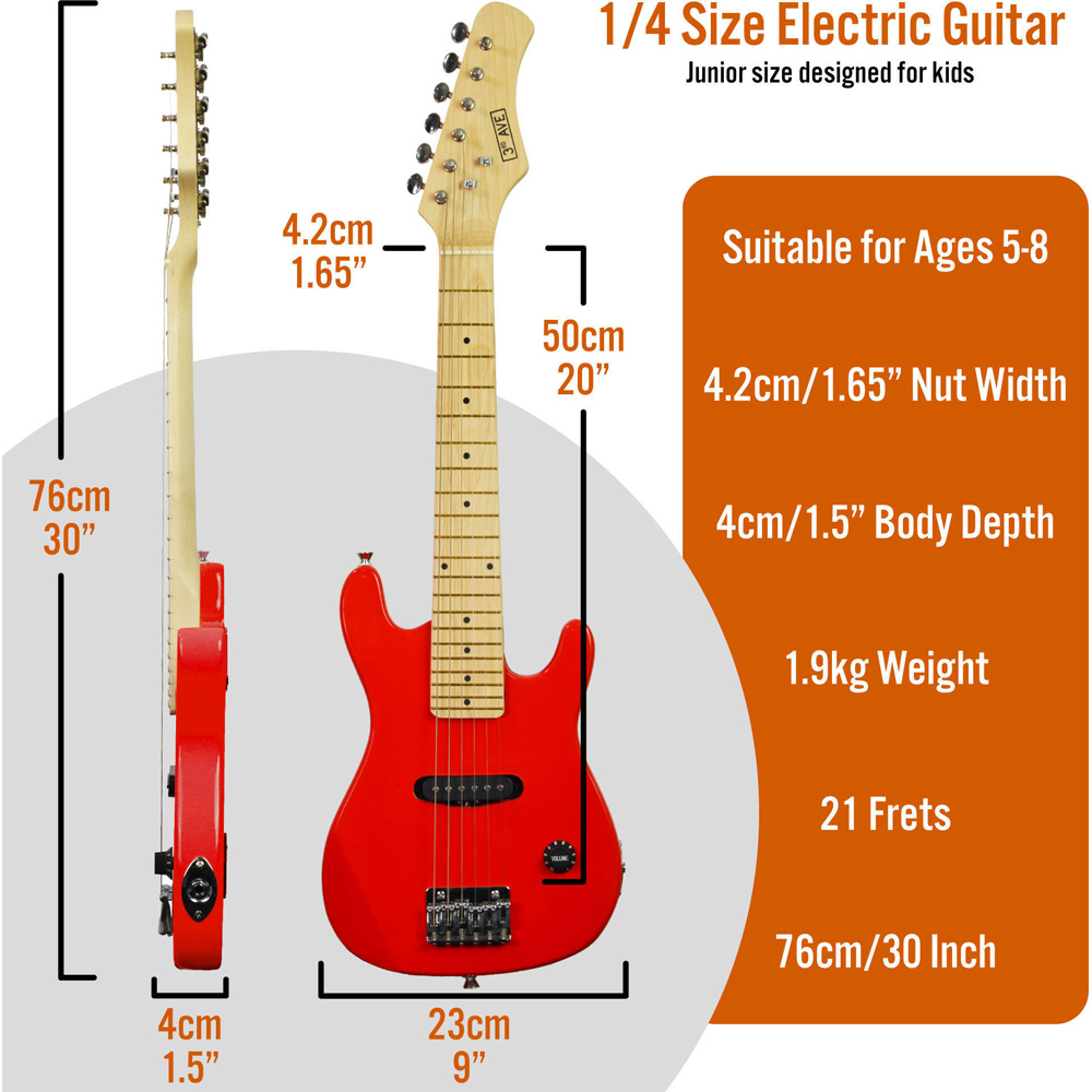 3rd Avenue Red Junior Electric Guitar Set Image 7