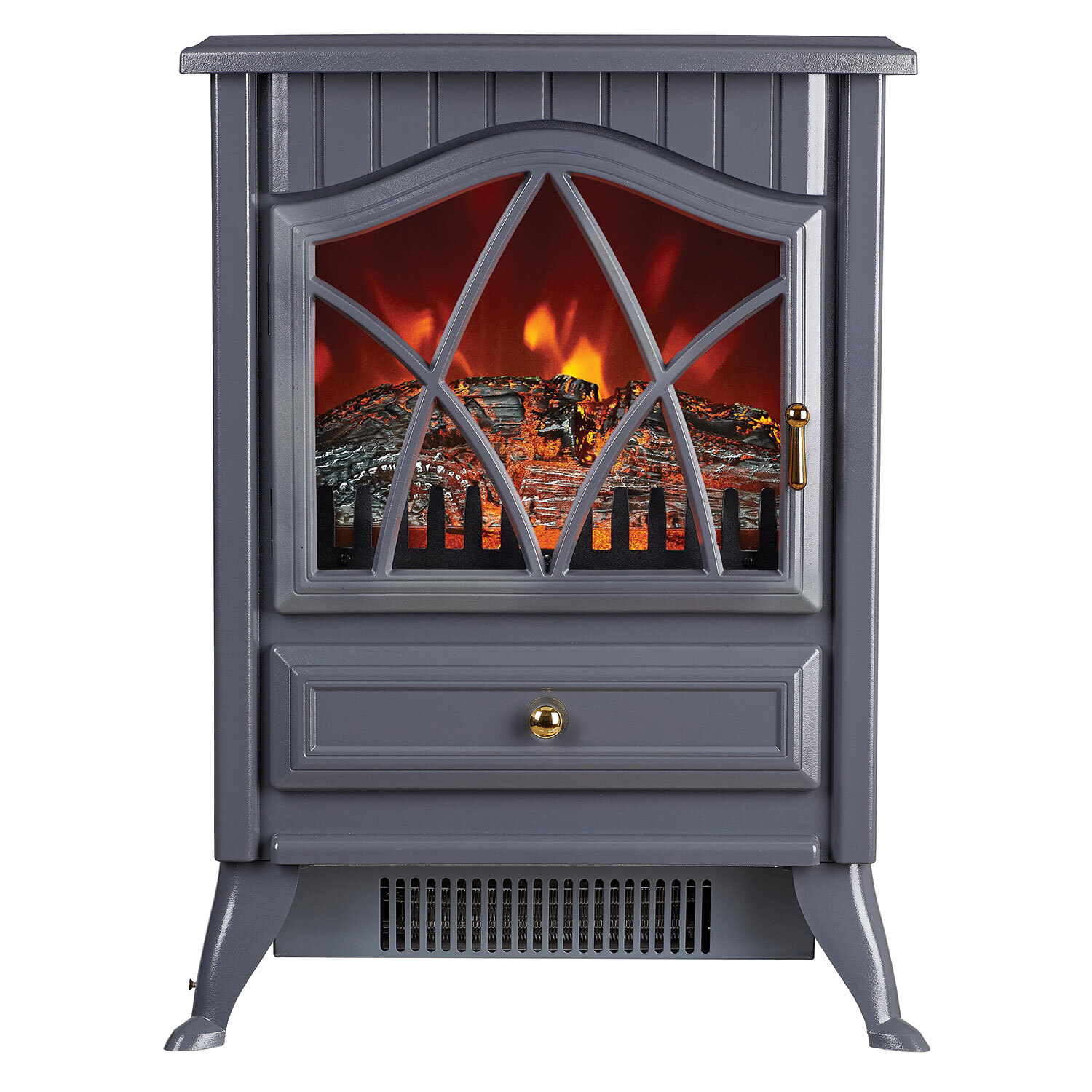 Grey Freestanding Log Effect Stove Fireplace Heaters Image 1
