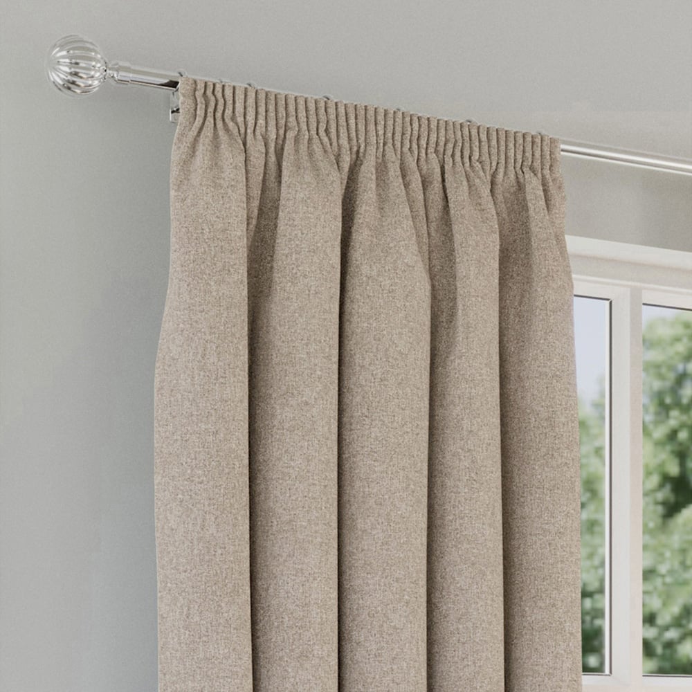 Enhanced Living Dallas Natural Thermal Blackout Pencil Pleat Curtains 117 x 137cm Image 2