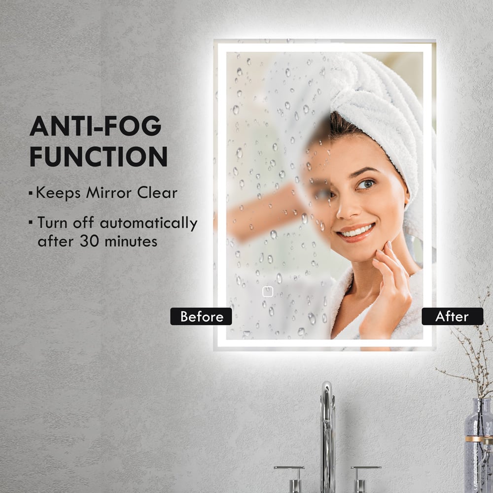 HOMCOM 3 Colour LED Illuminated Bathroom Mirror with Defogging Film Image 6