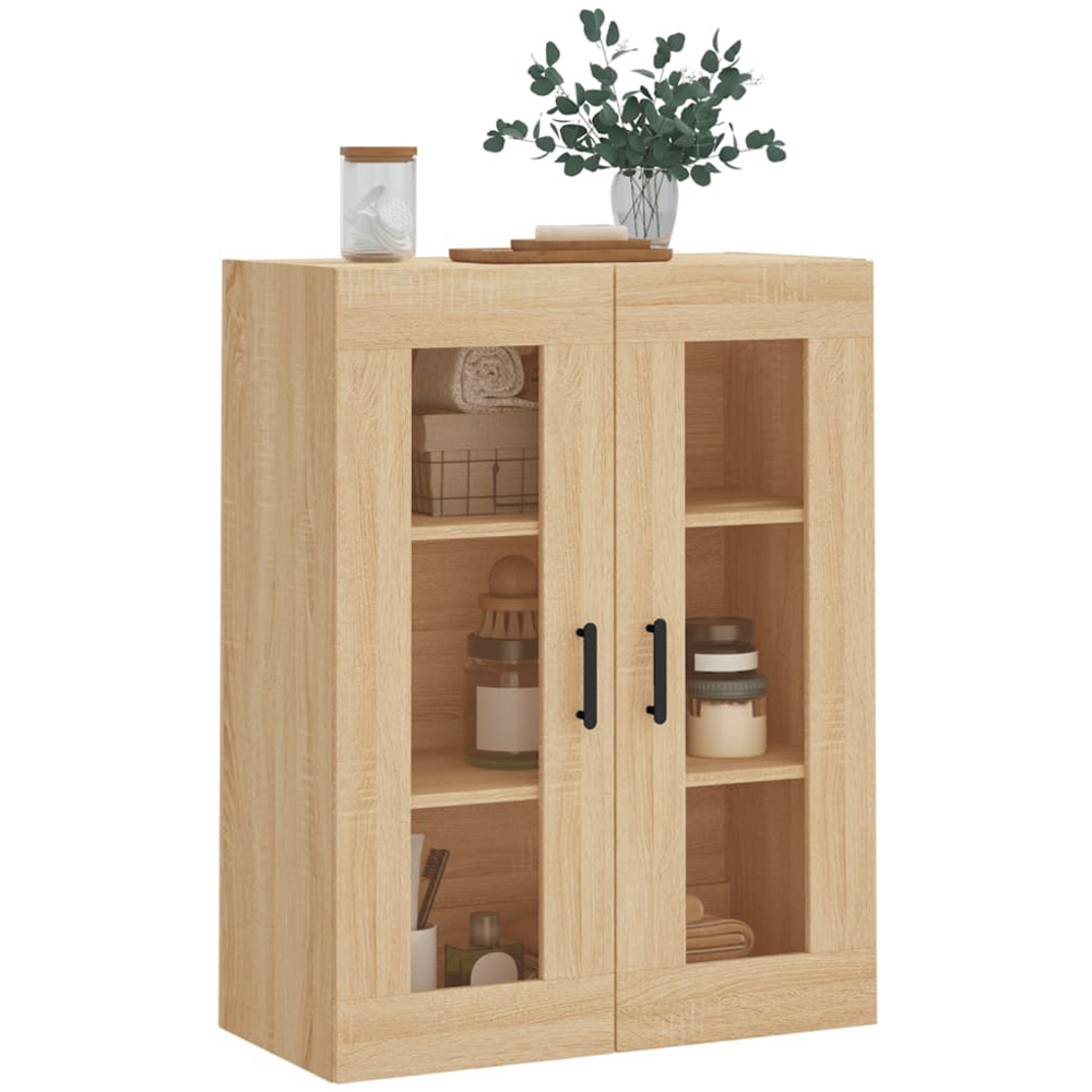 vidaXL 2 Glass Door Sonoma Oak Wall Mounted Cabinet Image 4