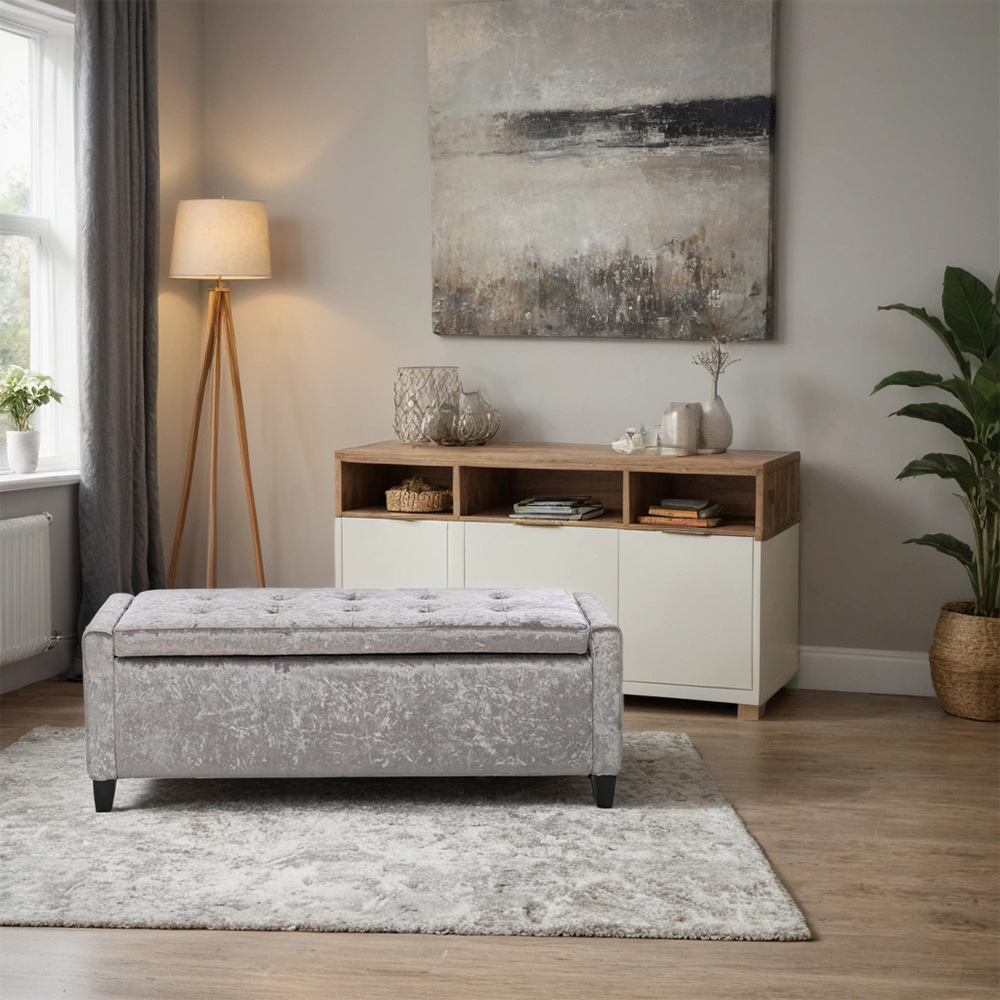 H&O Direct Velvet Storage Bench Image 5