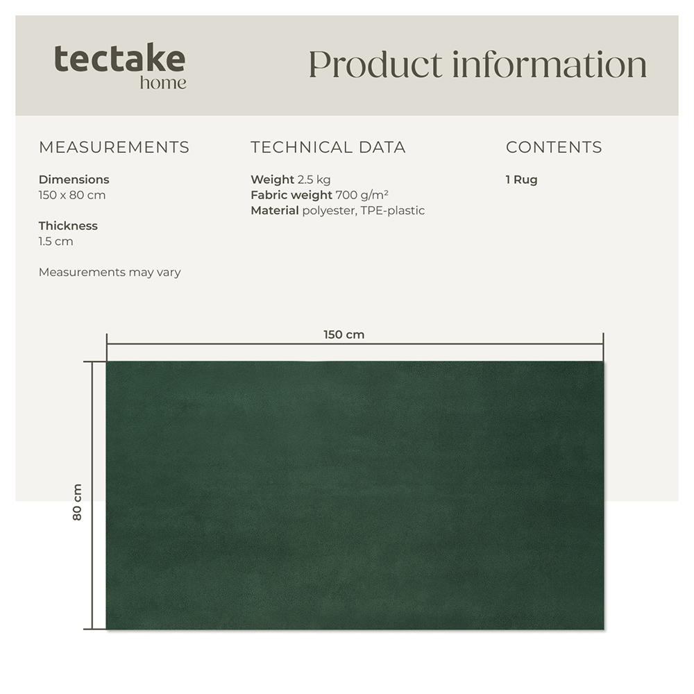 tectake Zonelle Green Short Pile Ultra Soft Rug 150 x 80cm Image 8