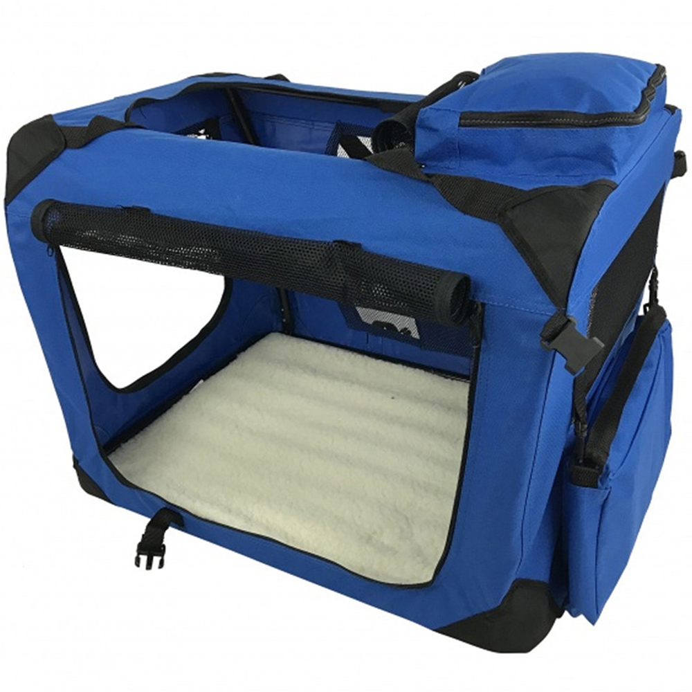 Folding Soft Crate Fabric Pet Carrier - Blue - Small Image 2