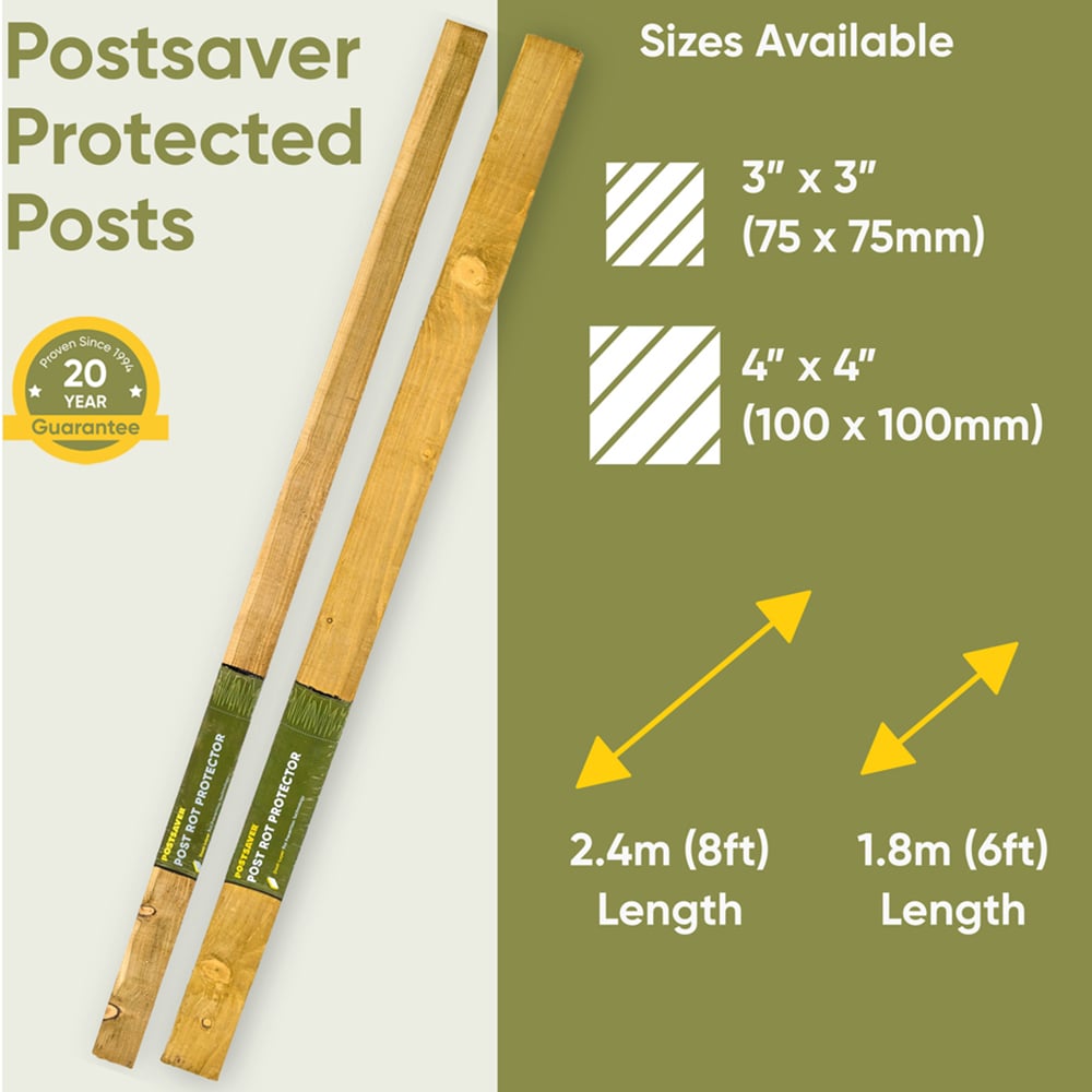 Postsaver Pro-Post 6ft 2 Pack UC4 Treated Wooden Fence Post 4 x 4 inch Image 9