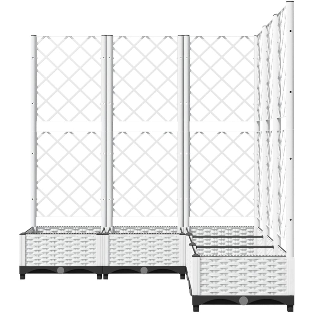 vidaXL White Plastic Corner Garden Planter with Trellis 121.5 x 120 x 120cm Image 4