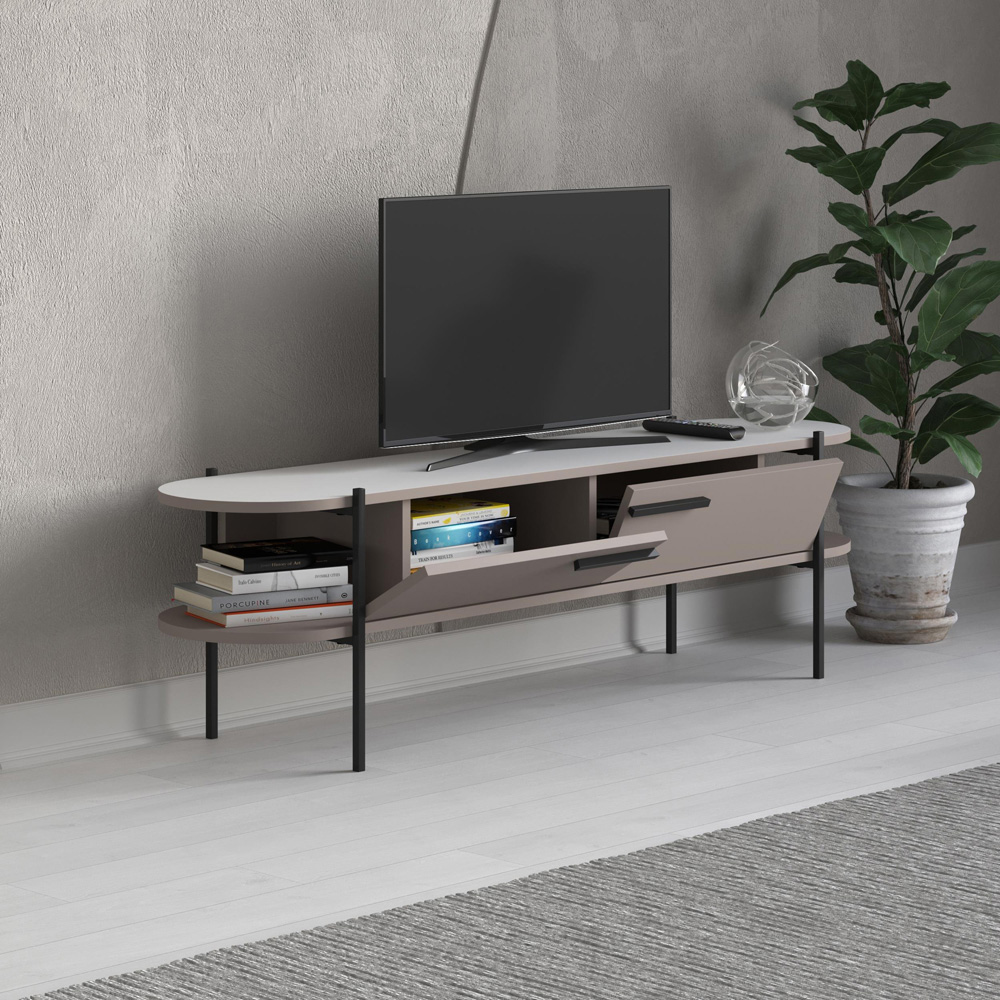 Decortie Otis 2 Door 2 Shelf Light Mocha TV Stand Image 4