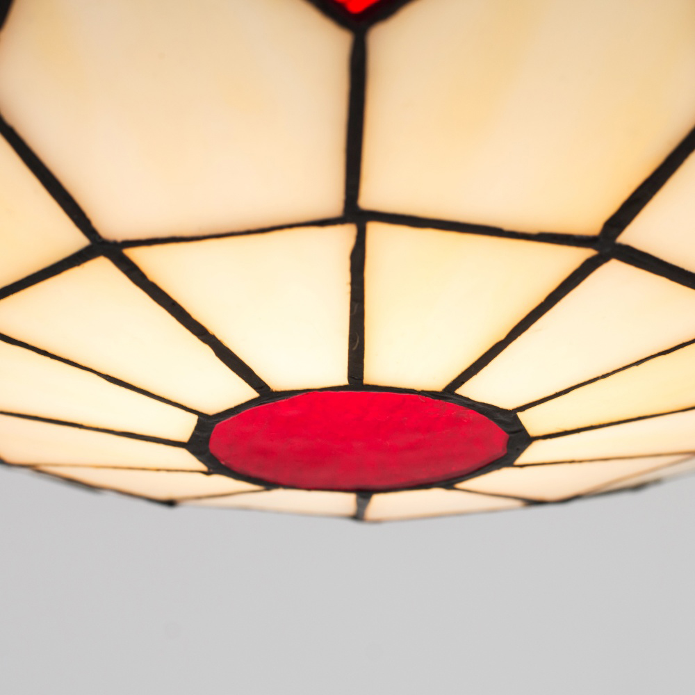 ValueLights Tiffany Style Traditional Red and Cream Pendant Light Shade Image 5