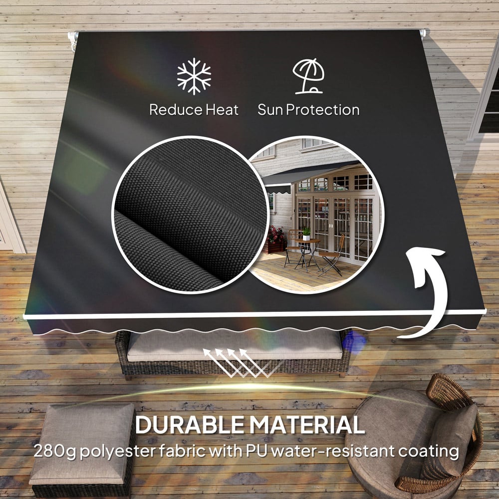 Outsunny 2.95 x 2.5m Black Retractable Awning with Crank Handle Image 8