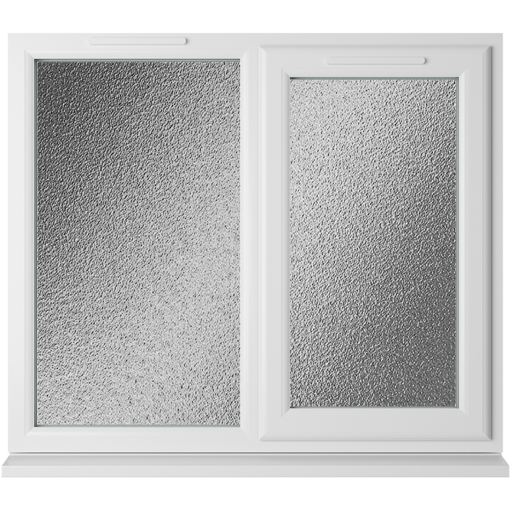Crystal uPVC Triple Glazed Window RH Side Hung Next to a Fixed White Obscure Glass 1190x1115mm Image 1