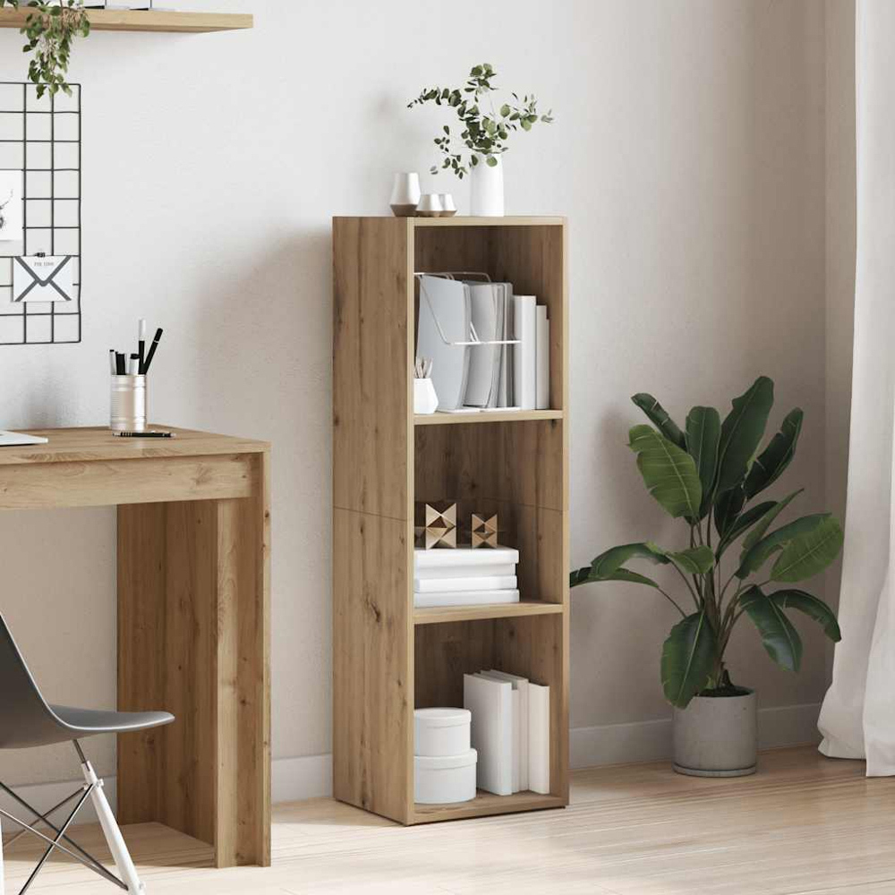 vidaXL 3 Shelf Artisanal Oak Bookcase Image 8