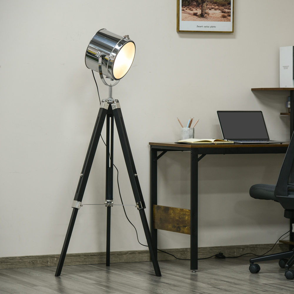 Portland Black Industrial Adjustable Tripod Floor Lamp Image 2