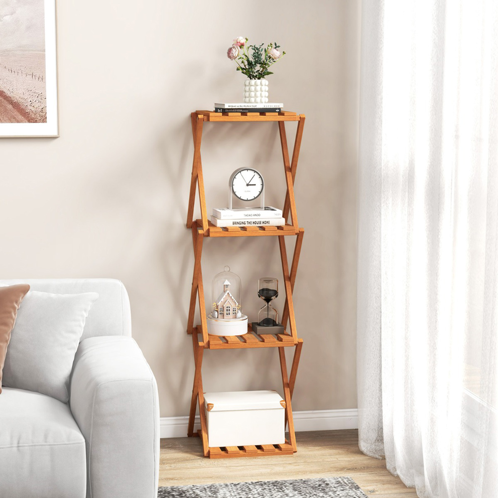 Costway 4 Shelf Wooden Free Standing Shoe Rack Image 4