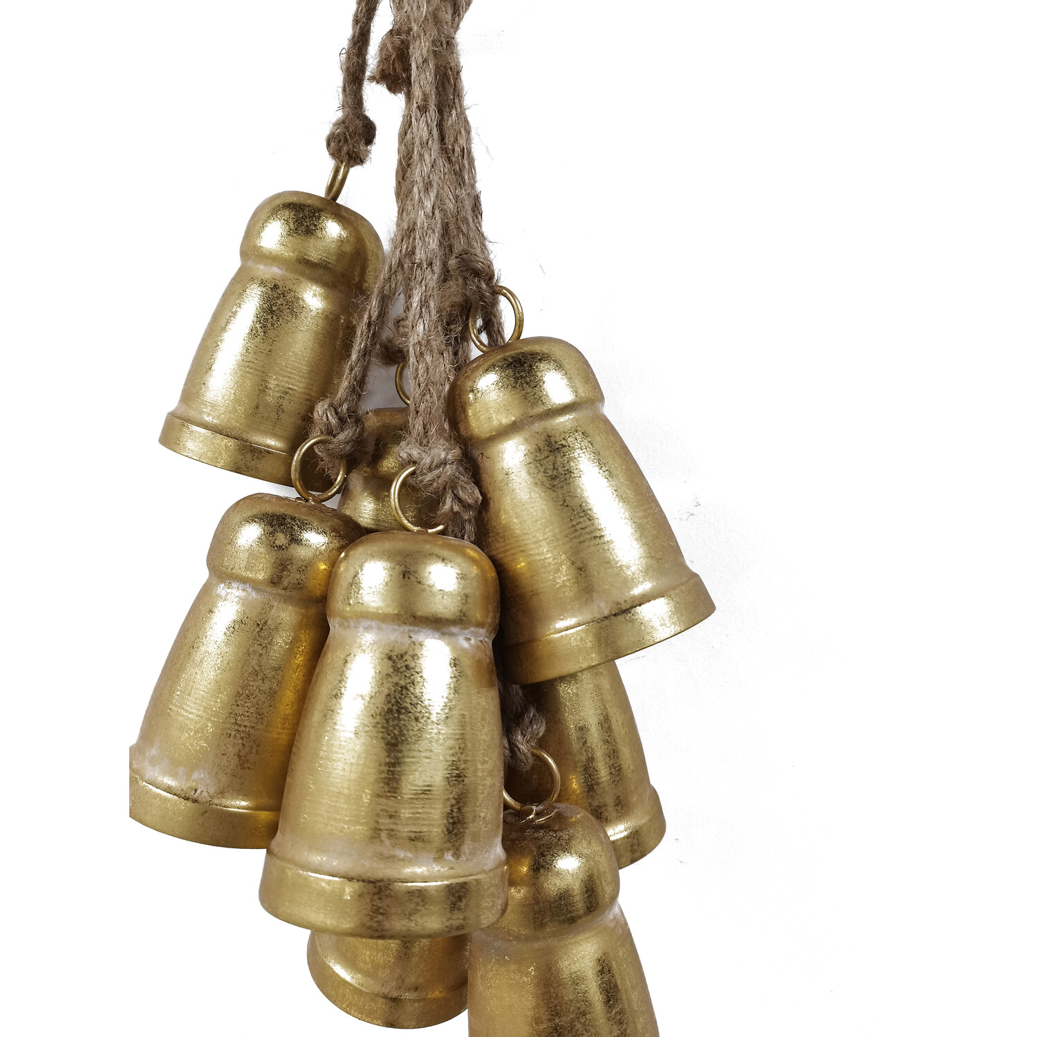 8 Metal Hanging Bells Gold Image 2