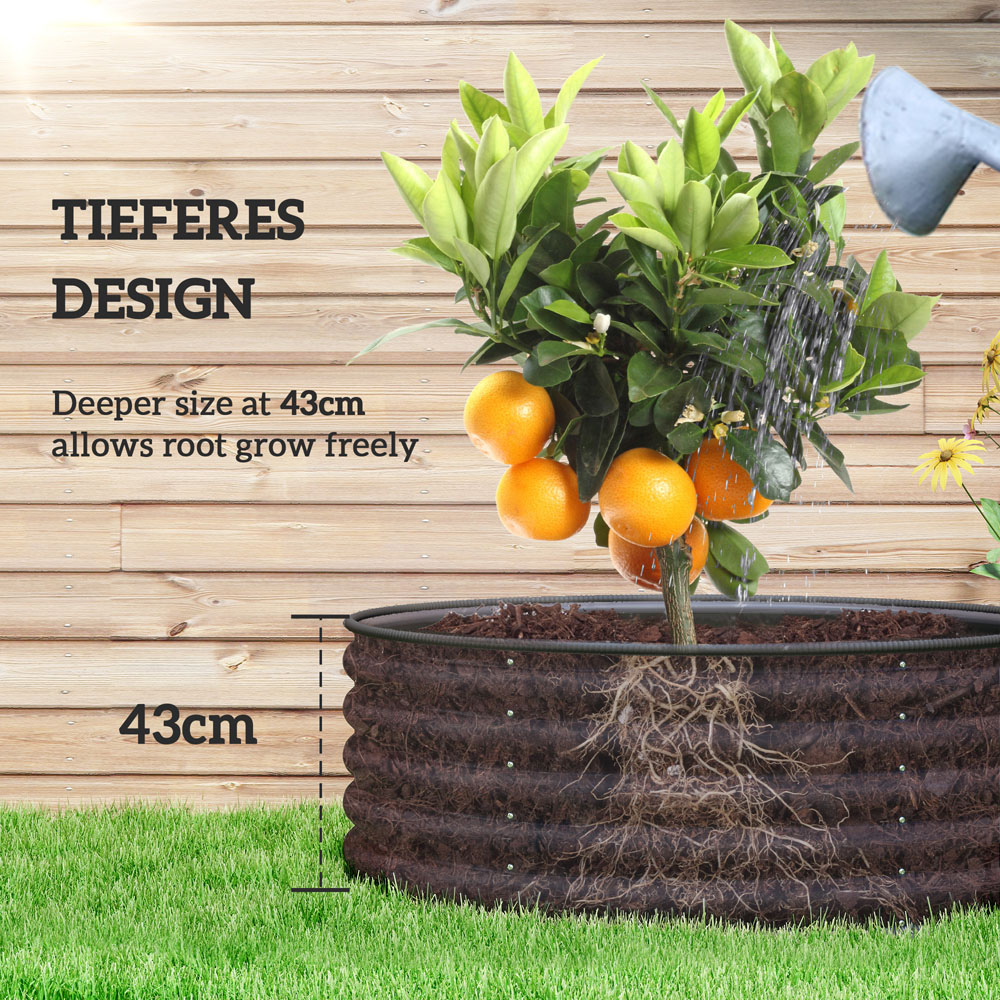 Outsunny Dark Grey Galvanised Planter with Gloves 1.4 x 3.9ft Image 4