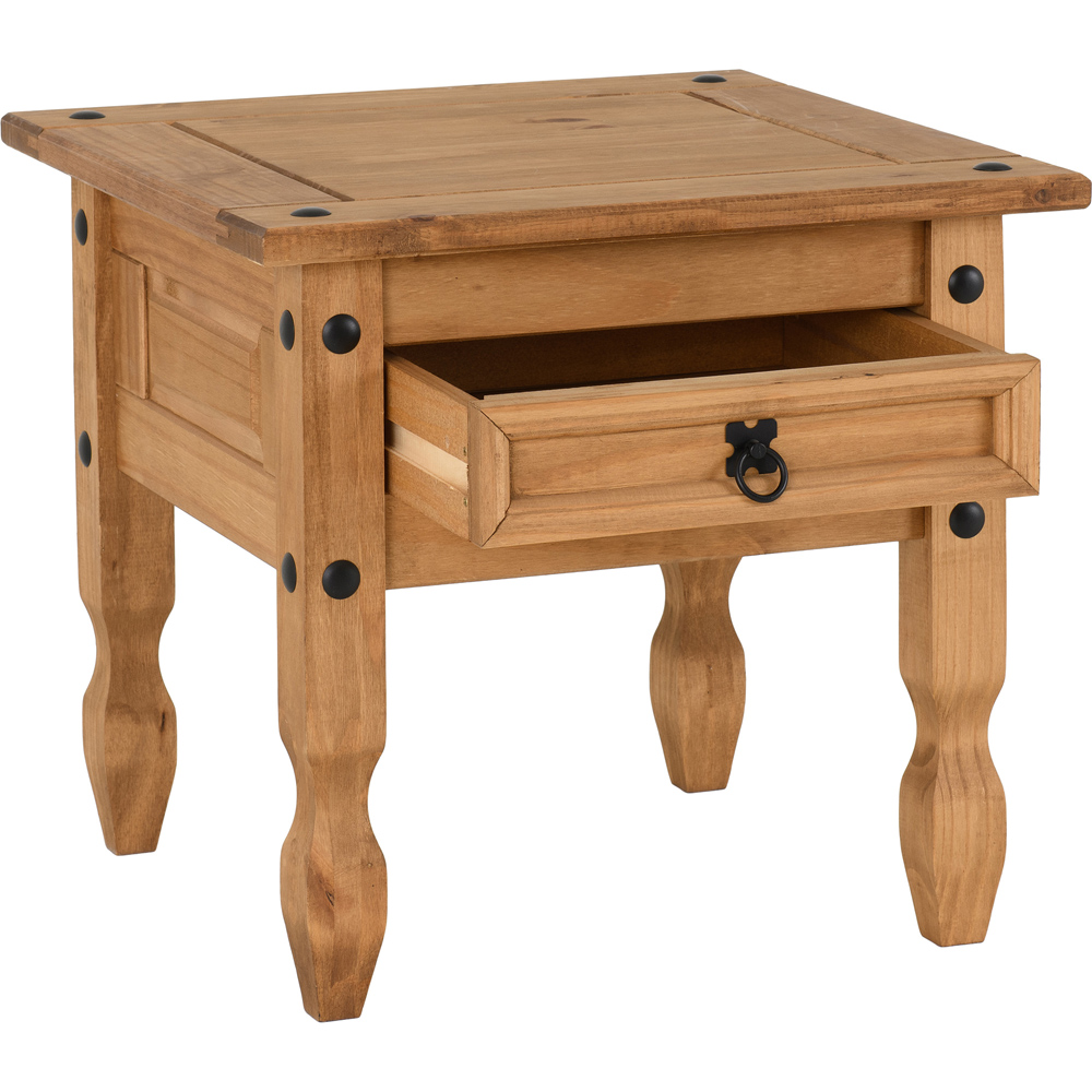Seconique Corona Single Drawer Distressed Waxed Pine Lamp Table Image 4